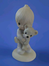 1978 Precious Moments Jesus Loves Me Boy with Teddy Bear E-1372/B Figurine Boxed
