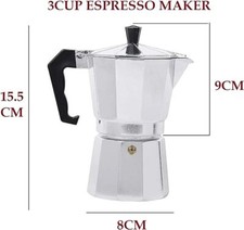 Heavy Duty Italian Espresso Maker Stove Top Coffee Percolator Moka Pot Silver