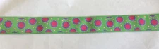 RENAISSANCE RIBBONS #JS-3-22M GREEN/PINK DOTTY--2 YARD INCREMENTS