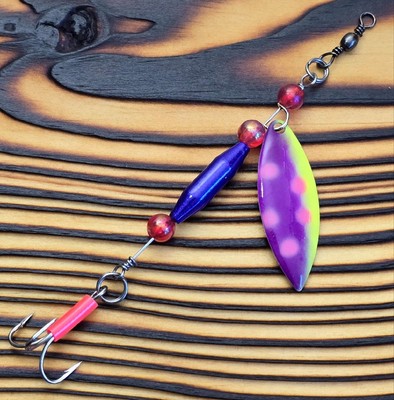 Kingfisher Tackle Spinner 1/2 oz #4 Willow Leaf Blade VMC #2 Hook Painted Body