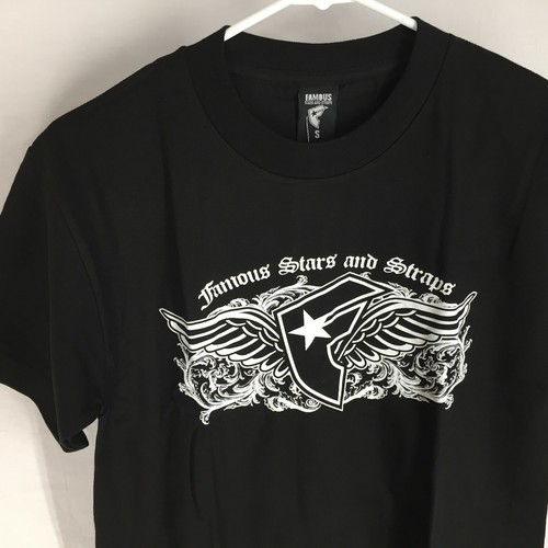 Camisa Famous Stars & Straps NUEVA Talla Pequeña Negra Patín Diseño de Alas Raras Para Hombres S - Imagen 4 de 4