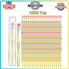 1000 Pcs Disposable Toothbrushes Bulk Individually Wrapped Manual Soft Bristle T