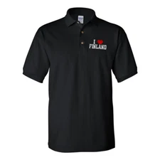 Polo Shirts for Men I Love Finland Cotton Short Sleeves Golf Tees