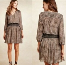 Anthropologie Vanessa Virginia Daytripper Dress Fully Lined Smocked Waist Sz M