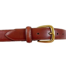 BRIGHTON Private Collection Classic Leather Belt Brwn Goldtone Buckle Unisex 30