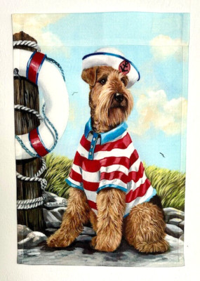 Airedale Terrier Garden Flag ~ Ahoy! Sailor Dog ~  Free Shipping
