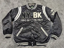 New York Yankees Brooklyn Nets Stall & Dean Jacket Mens 3XL Black Satin Bomber