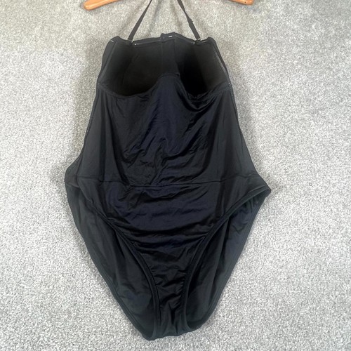 Anne Cole Twist Front Shirred One Piece Swimsuit Women's 12 Black Nylon Stretch - Picture 6 of 10