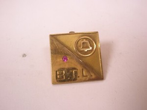Authentic BTL Bell Telephone Gold Plated SINGLE Vintage Cuff Link replace lost/broken za68