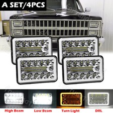 4pcs 4x6 Inch Led Headlights Hi-lo Combo Beam Lamp For Chevy C10 K10 Blazer Ford