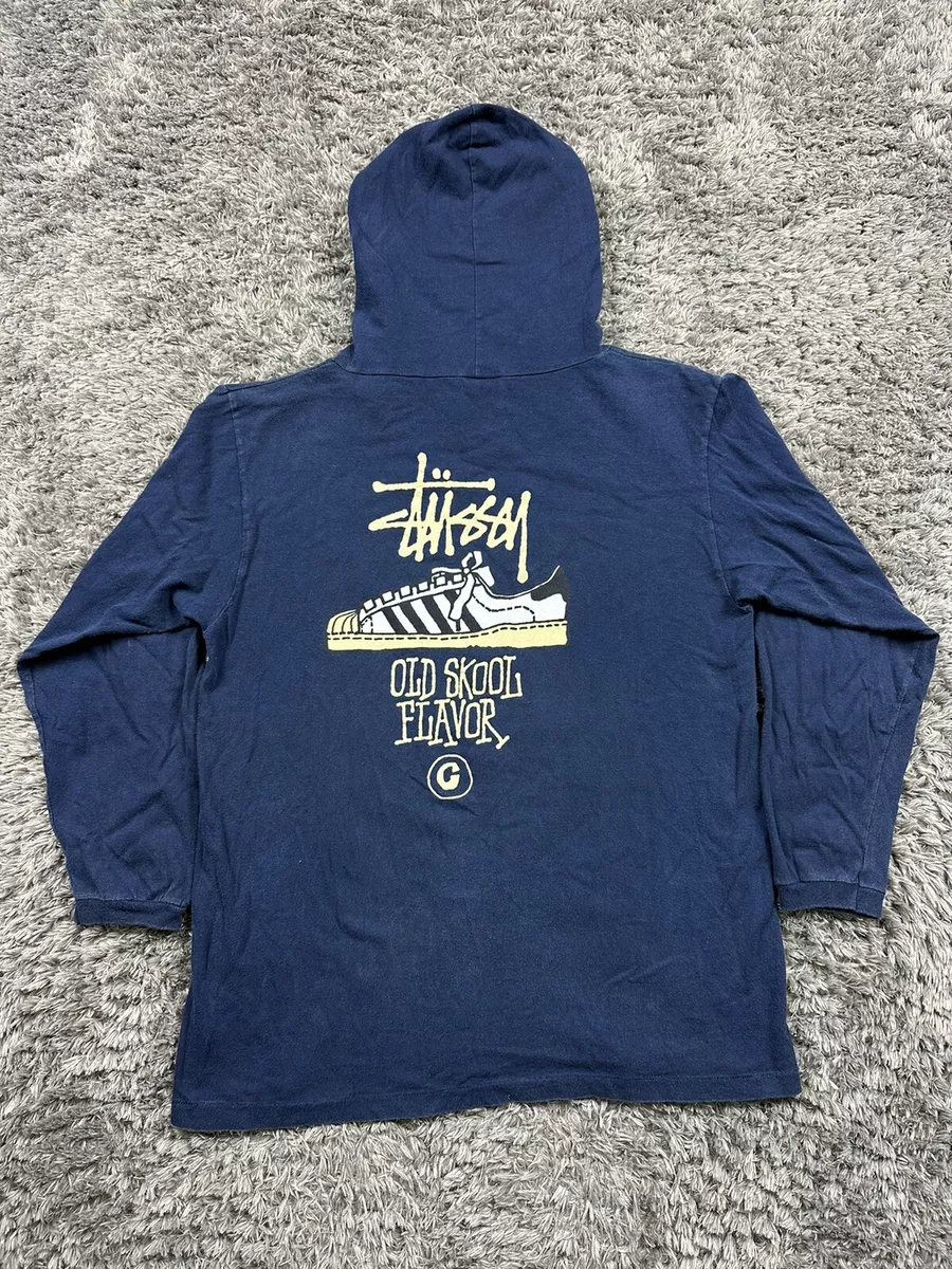 Vintage Stussy Old Skool Flavor early 90s hooded long sleeve beach