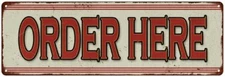 Order Here Sign Restaurant Diner Food Vintage Look Kitchen Pantry 106180068008