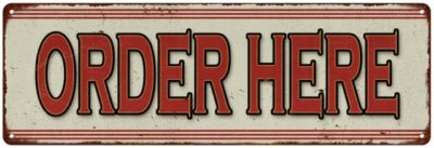Order Here Sign Restaurant Diner Food Vintage Look Kitchen Pantry 106180068008