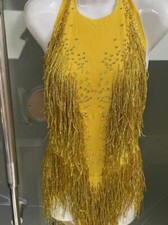 Sparkly Crystals Fringes Bodysuit Tassel Leotard Jazz Dance Costume One-piece
