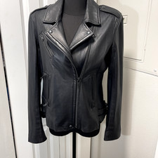 $1200 Iro Black Leather Biker Jacket Sz Fr42/us10