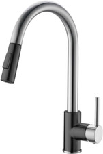 Brushed and Black Pull down Kitchen Faucet with ABS Sprayer,High Arc Stainless S