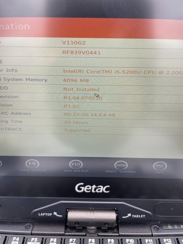 Getac V110G2 i5 2.20GHz 8Gb RAM NO HDD/Caddy Wi-Fi 1 Battery i5-5200U - Only 20 - Picture 7 of 14