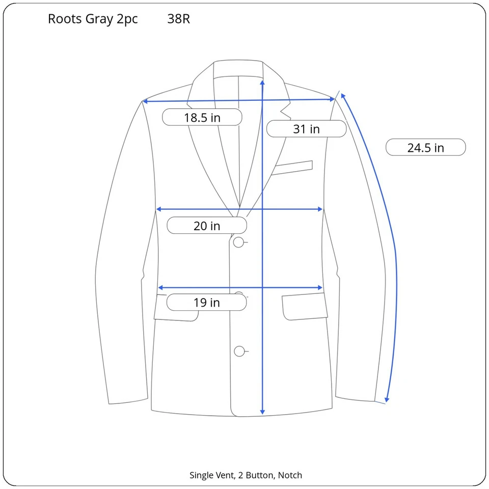 Traje De Colección Para Hombre Gris Franela Lana Calce Clásico 2 Piezas 38R Chaqueta 35/26 Pantalón Foto 2 de 4