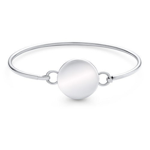Sterling Silver ID Bracelet with Round Monogram - Polished & Durable Design - 第 1/5 張圖片