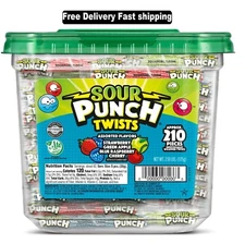 Sour Punch Twists, Individually Wrapped Candy, 2.59lb (210 Pieces) Jar