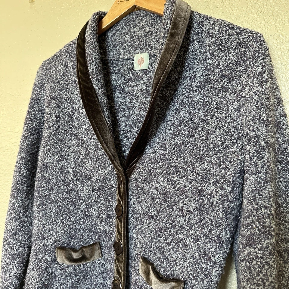 Blazer para mujer HWR Anthropologie talla pequeña púrpura negro ribete carrera boho chaqueta Foto 2 de 4