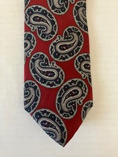 Bert Pulitzer Men's Necktie Tie Silk Red Blue Green Large Paisley Made in USA