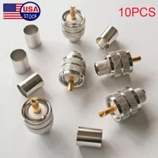 10x UHF PL-259 Male Crimp RF Adapter Connector for RG8/RG214/LMR400/Belden 9913