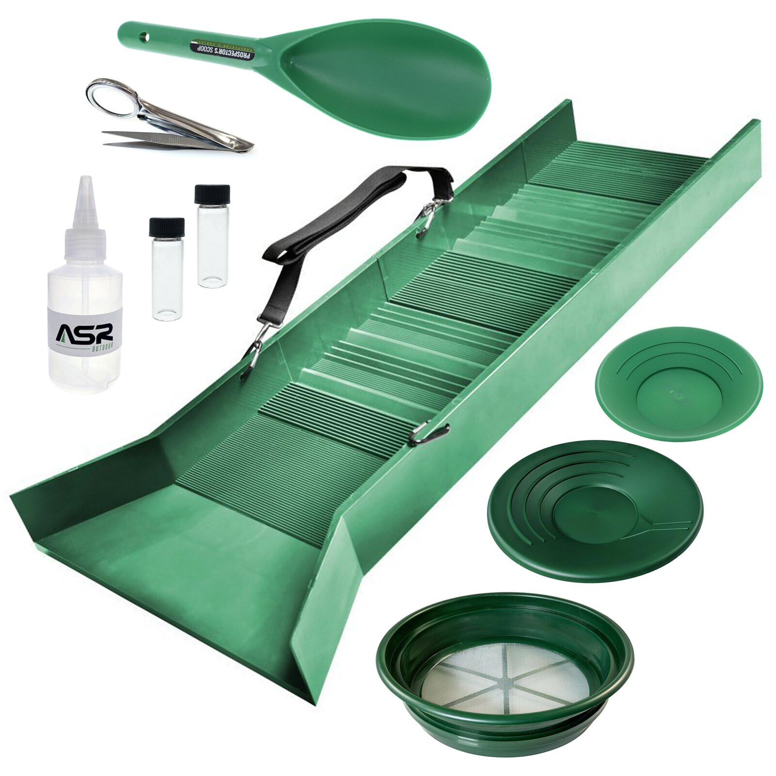 Asr outdoor sluice box gold prospecting kit classifier 10pc set