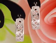 Awesome New White Gold Silver Plate Scroll Cut Out Round 1/2" Hoop Earrings