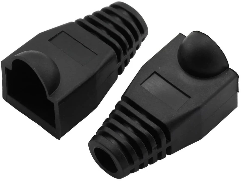 Cat5e Cat5 Cat6 RJ45 Boot End Cap Black Connector Modular Head Plug Cable Lot - Image 2 of 4
