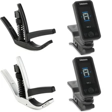 D'Addario NS Artist Capo and Rechargeable Clip-on Tuner Pair - Black/Silver