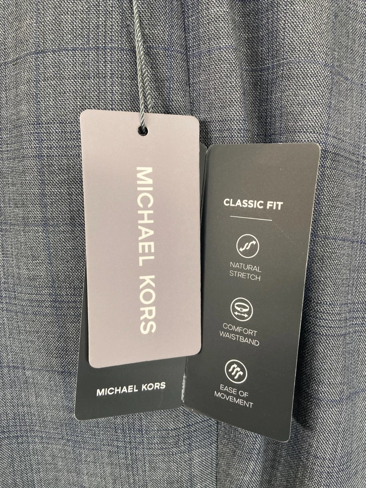 NUEVO MICHAEL KORS Hombres Gris Glen Cuadros ELASTIZADO Clásico Vestido Pantalones/Pantalones 35x30 Foto 3 de 4