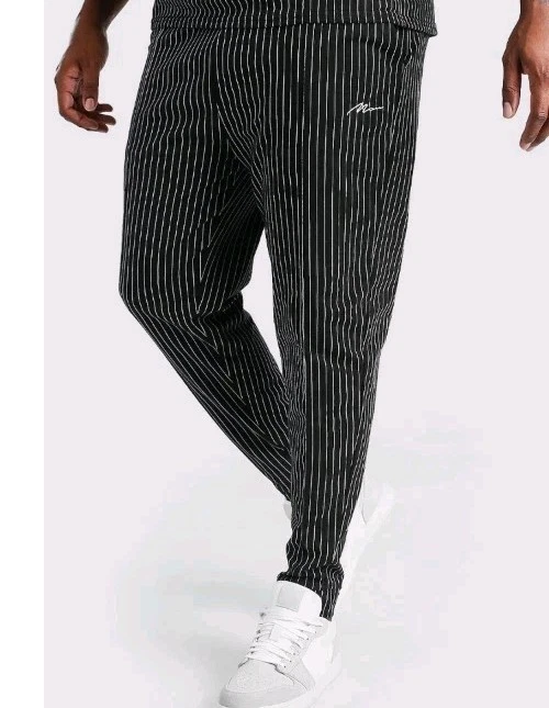 VAL-1233285(P)BoohooMan Big And Tall Pinstripe Jacquard Joggers GREY XXL UK 40