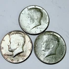 1964 Kennedy Half Dollar Lot Of 3 90% Silver Circulated Condition #8327