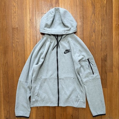 Nike Tech Fleece Full Zip Up High Neck Essential Hoodie Size Medium In Grey