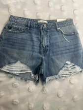 KanCan High Rise Cut Off Distressed Denim Shorts Blue Women's Size 11/29