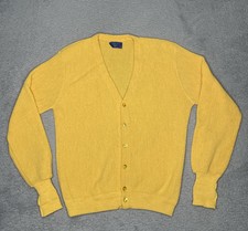 Vintage Pendleton Cardigan Sweater Womens M Yellow 100 Virgin Wool Button USA