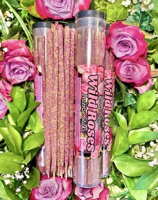 Organic Wild Rose Hand Rolled Incense Sticks (25 Count)