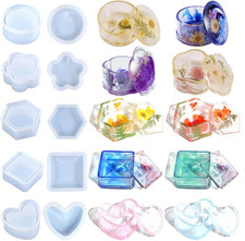 5 PCS Jar Resin Molds Kits with Lid, Epoxy Resin Casting Mold Including Heart Fl