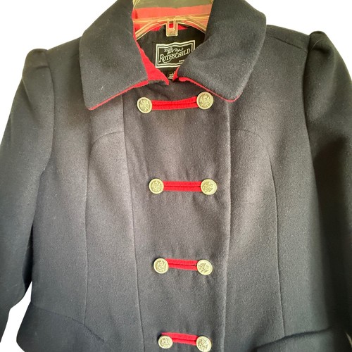 Rothschild Military Coat Girls Dress Blue Coat Red Trim Buttons Size 14 Large - Picture 2 of 9