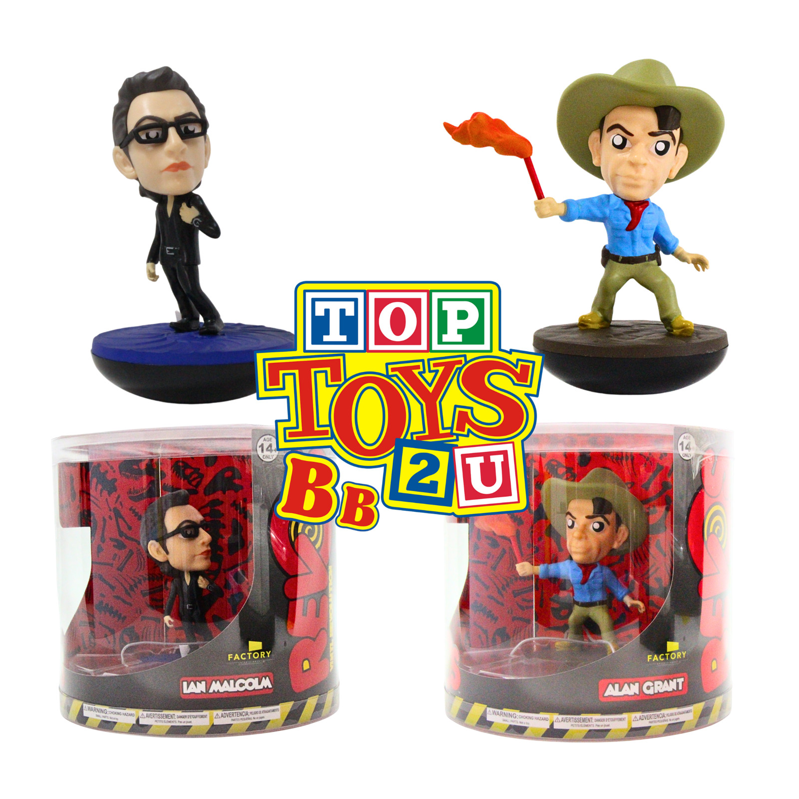 Jurassic Park Revos 4"" 10cm Vinyl Collectable Figures - Alan Grant & Ian Malcolm
