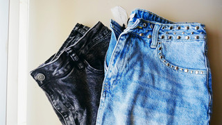 Windsor Denim Black Studded Denim Mini Skort Zip Front Pockets Size L
