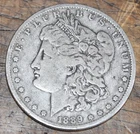 1889-P MORGAN SILVER DOLLAR COIN 90% SILVER FINE CONDITION