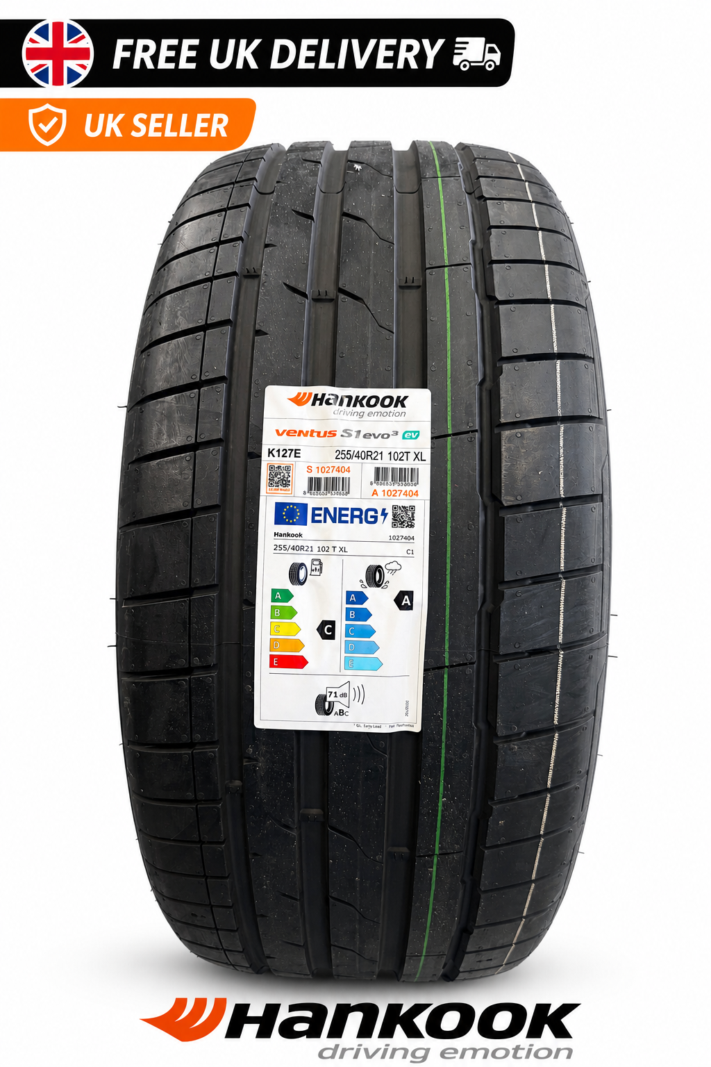255/40R21 102T Hankook VENTUS S1 EVO3 EV K127E XL EV SealGuard Elect 255 40 21