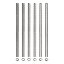 Fully Threaded Studs(with 6 Pcs Hex Nuts)-M6 x 400mm,1mm,Silver,6 Pcs