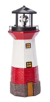 Red Solar Lighthouse by Maple Lane CreationsTM- Rotating LED Light Outdoor Décor