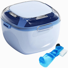 Denture Case, Retainer Cleaning Box, Large Capacity Denture Container Cup for An