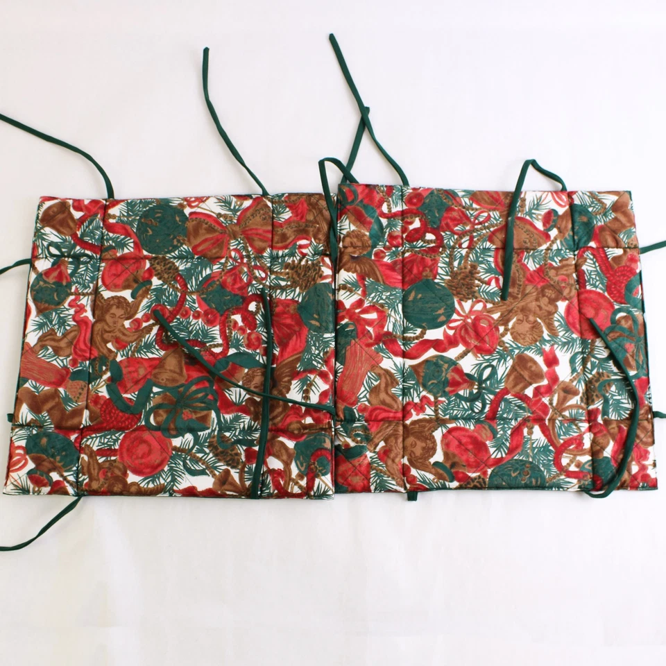 Lot of 3 Christmas Dining Chair Pads Cherubs and Plaid - Image 4 of 4