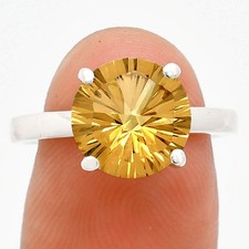 Natural Citrine Fancy Cut 925 Silver Ring Size 8  November Birthstone R-1019