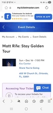 Matt Rife 'Stay Golden Tour' Orlando'  (2 Tickets $900)